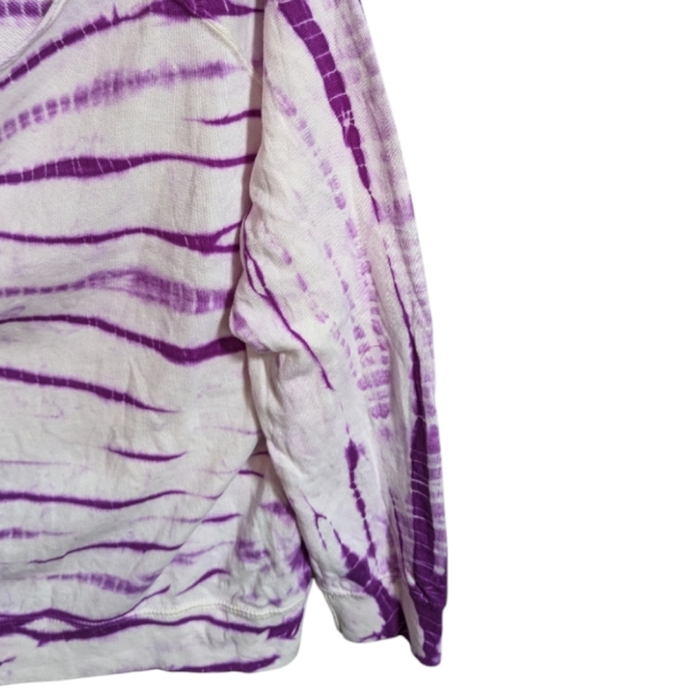 Dari women's purple white Tie-Dye Top terry cloth Long sleeve W-251 - Picture 2 of 5